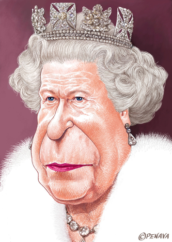 Cartoon: Queen Elizabeth II (medium) by penava tagged karikatur,koenigin,england,caricature,english,british,royal,queen,elizabeth,karikatur,karikaturen,queen elizabeth ii,england,königin,queen,elizabeth,ii