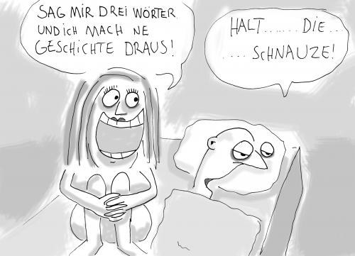 Cartoon: Drei Worte (medium) by Tobias Schülert tagged drei,worte,beziehung,partnerschaft,mann,frau,ehe,ehepaar,liebe,kommunikation,unterhaltung,geschichte,spiel,interaktion