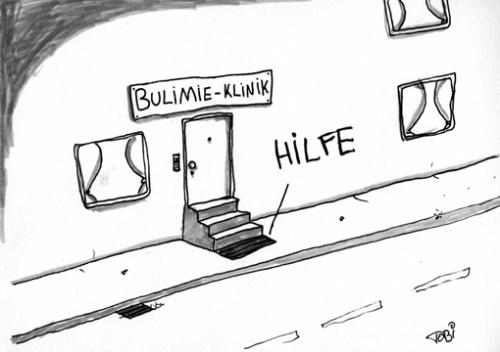 Cartoon: Klinik (medium) by Tobias Schülert tagged klinik,bulimie,brechen,übergeben,brechsucht,hunger,appetit,hyperorexie,esssucht,essen,nahrung,ernährung,lebensmittel,sucht,süchtig,süchtiger,abhängigkeit,abhängig,krank,krankheit,hilfe,psyche,missbrauck,klinik,krankenhaus,patienten,patien,störung,diät,gewicht,fressen,fresssucht,körper,gesellschaft,dünn,mager,skelett,frauen,frau,abgemagert,leben,tod,sterben