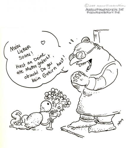 Cartoon: Muttertag (medium) by MarcoFinkenstein tagged hirn,monster,muttertag,blumen,geschenk,auge