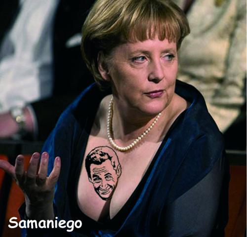 Cartoon: Angela Merkel (medium) by samaniego tagged angelamerkeltatoo,angelamerkel,tatoo,merkel,politics,art
