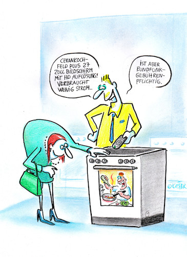 Cartoon: 27 zoll (medium) by Petra Kaster tagged kochshows,digitalisierung,essen,kochen,herde,ceranfelkochplatten,elektrohandel,küchengeräte,medien,fernsehen,ernährung,unterhaltung,freizeitd,kochshows,digitalisierung,essen,kochen,herde,ceranfelkochplatten,elektrohandel,küchengeräte,medien,fernsehen,ernährung,unterhaltung,freizeitd