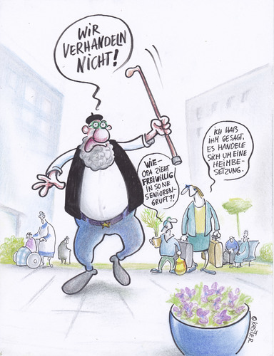 Cartoon: 68er Opa (medium) by Petra Kaster tagged senioren,familie,seniorenheime,alter,rente,politik,senioren,familie,seniorenheime,alter,rente,politik