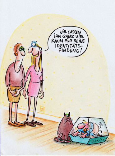 Cartoon: Identitätsfindung (medium) by Petra Kaster tagged eltern,gendern,geschlecht,spezies,kinder,katzen,katzenklo,erziehung,identität,geschlechtsidentität,eltern,gendern,geschlecht,spezies,kinder,katzen,katzenklo,erziehung,identität,geschlechtsidentität