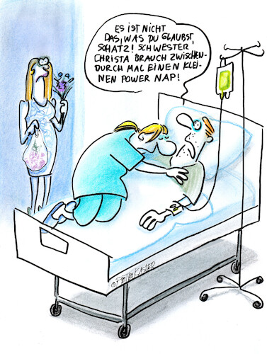 Cartoon: power nap (medium) by Petra Kaster tagged pflegekräfte,krankheit,pflegekräftemangel,arbeitsbedingungen,patienten,schichtdienst,erschöpfung,gesundheit,krankenkassen,entlohnung,arbeitszeit,krankenhäuser,pflegekräfte,krankheit,pflegekräftemangel,arbeitsbedingungen,patienten,schichtdienst,erschöpfung,gesundheit,krankenkassen,entlohnung,arbeitszeit,krankenhäuser