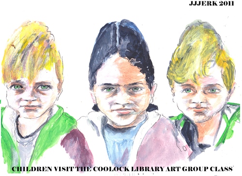 Cartoon: Children visit the the art class (medium) by jjjerk tagged children,visit,coolock,library,art,class,three,irish,dublin,germany,the