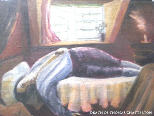 Cartoon: Death of Thomas Chatterton (medium) by jjjerk tagged chatterton,thomas,death,poet,english,england,window,forger,painter,cartoon,caricature
