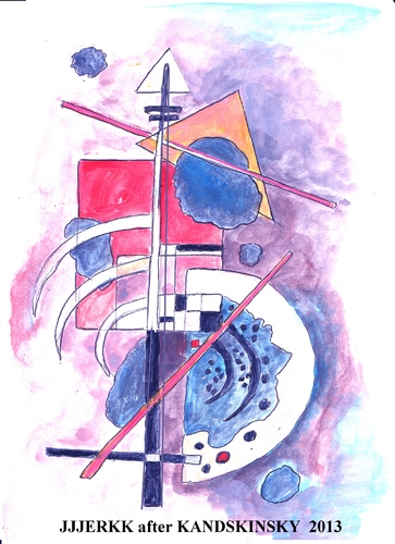 Cartoon: jjjerk after Kandinsky painting (medium) by jjjerk tagged art,modern,caricature,picture,cartoon,russian,musician,artist,painter,kandinsky,wassily