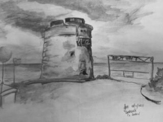 Cartoon: Martello Tower Donabate (medium) by jjjerk tagged martello,tower,cartoon,caricature,drawing,draw,me,seaside,irish,ireland