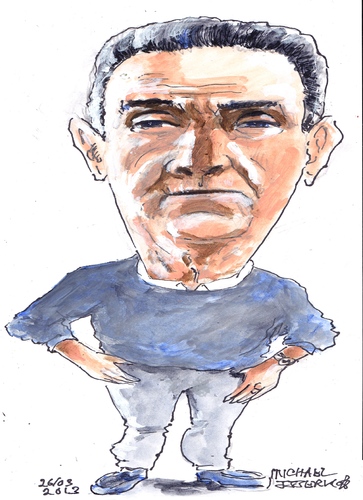 Cartoon: Michael (medium) by jjjerk tagged michael,bell,centre,dublin,irish,ireland,darndale,cartoon,caricature,portrait,blue