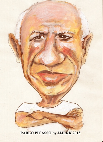 Cartoon: Pablo Picasso (medium) by jjjerk tagged pablo,picasso,spain,artist,cartoon,caricature,vest,painter