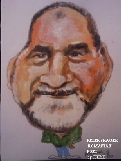 Cartoon: Peter Srager (medium) by jjjerk tagged peter,srager,poet,poetry,rumania,cartoon,caricature,beard,green