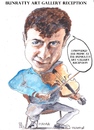 Cartoon: Bunratty  reception fiddler (small) by jjjerk tagged fiacra,bunratty,art,group,bealtaine,cartoon,fiddler,caricature,blue,bridge,bow,fiddle,violin,famous,irish,ireland,dublin