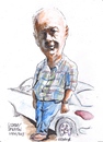 Cartoon: Geoffrey Smeaton (small) by jjjerk tagged geoffrey smeaton artist painter cartoon caricature blue car famous irish malahide ireland
