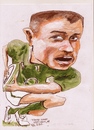 Cartoon: Tommy Bowe (small) by jjjerk tagged tommy bowe irish ireland osprey rugby ball cartoon green caricature guinness player