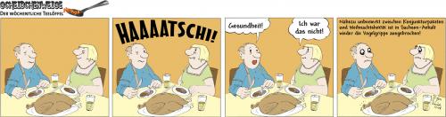 Cartoon: Vogelgrippe (medium) by Scheibe tagged vogelgrippe,schnupfen,hatschi,loriot