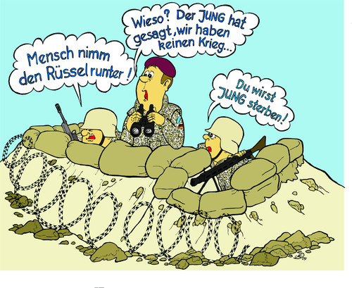Cartoon: Auf Wacht für Deutschland (medium) by MiS09 tagged bundeswehr,jung,afghanistan,krieg,deutschland,terror