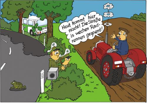 Cartoon: Die Radarfalle (medium) by MiS09 tagged radarfalle,geschwindigkeitskontrollen,polizei,straßenverkehr,blitzen