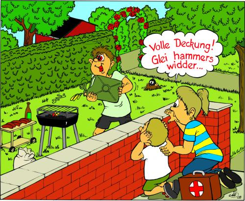 Cartoon: Grillen ist Männersache (medium) by MiS09 tagged grillen,garten,freizeit,unfallgefahr,männersache