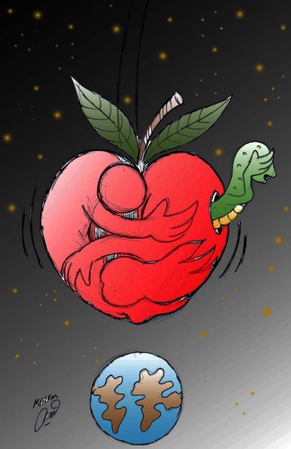 Cartoon: Adam and Hava (medium) by Hossein Kazem tagged adam,and,hava