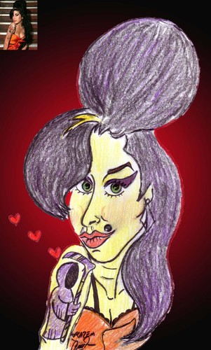Cartoon: Amy Winehouse (medium) by Hossein Kazem tagged amy,winehouse