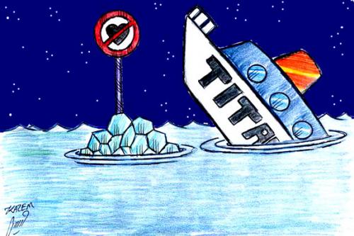 Cartoon: dont love in titanik (medium) by Hossein Kazem tagged dont,love,in,titanik
