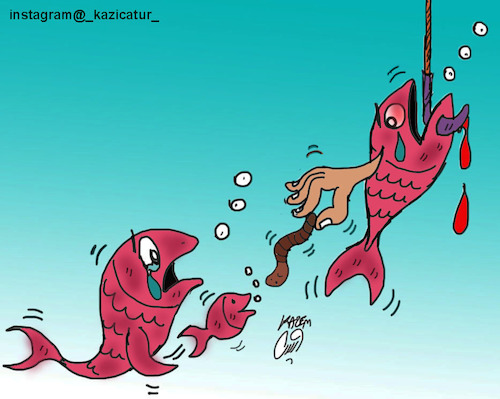Cartoon: fish (medium) by Hossein Kazem tagged fish