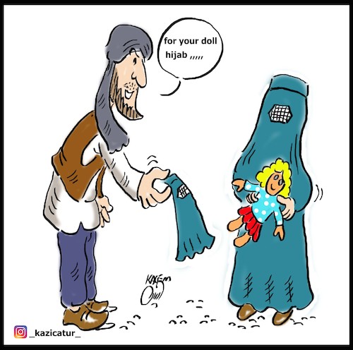 Cartoon: for your dolls hijab (medium) by Hossein Kazem tagged for,your,dolls,hijab