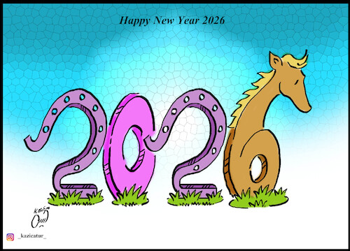 Cartoon: happy new year 2026 (medium) by Hossein Kazem tagged new,year,2026