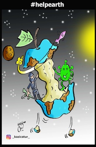 Cartoon: help earth (medium) by Hossein Kazem tagged help,earth