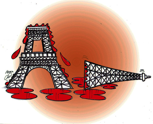 Cartoon: isis in paris (medium) by Hossein Kazem tagged isis,in,paris