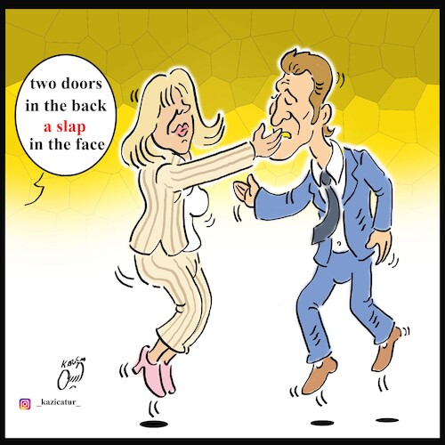 Cartoon: macron slap (medium) by Hossein Kazem tagged macron
