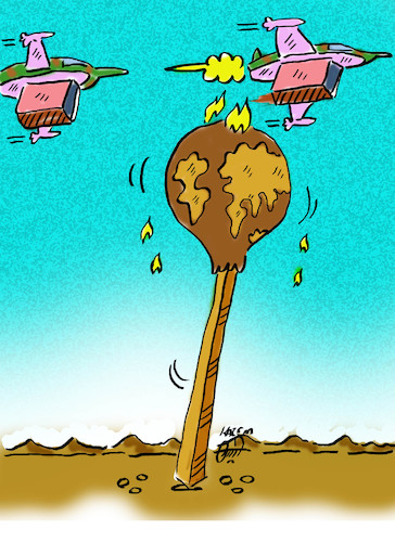 Cartoon: matches war (medium) by Hossein Kazem tagged matches,war