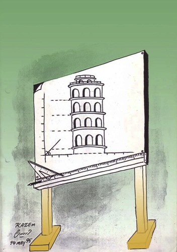 Cartoon: piza (medium) by Hossein Kazem tagged piza