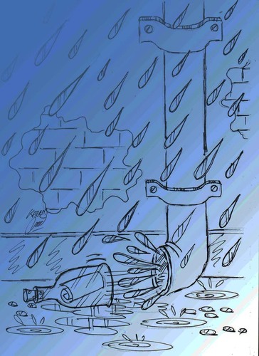 Cartoon: rain (medium) by Hossein Kazem tagged rain