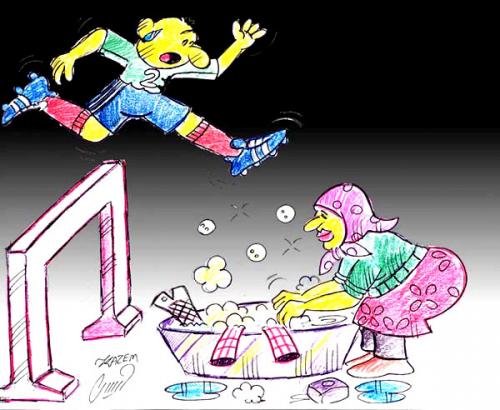 Cartoon: steeplechase (medium) by Hossein Kazem tagged steeplechase
