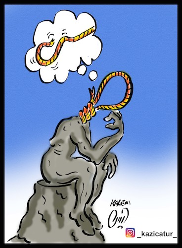 Cartoon: think (medium) by Hossein Kazem tagged think