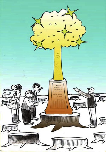 Cartoon: tree story (medium) by Hossein Kazem tagged tree,story