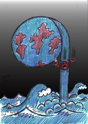 Cartoon: tsunami in japan (medium) by Hossein Kazem tagged in,tsunami,japan