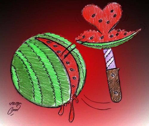 Cartoon: watermelon (medium) by Hossein Kazem tagged watermelon