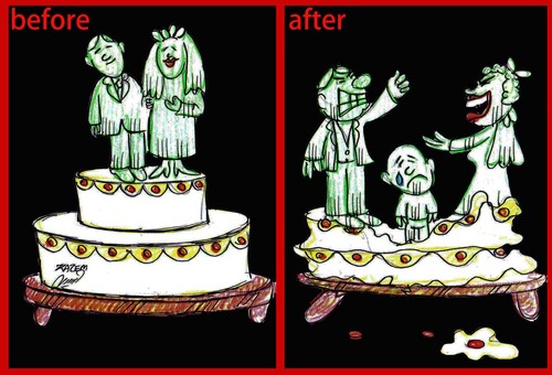 Cartoon: wedding cake (medium) by Hossein Kazem tagged wedding,cake
