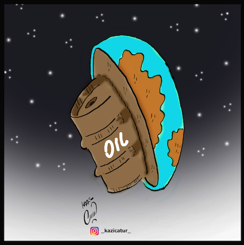 Cartoon: world v oil (medium) by Hossein Kazem tagged world,oil