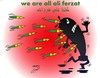 Cartoon: we are all ali ferzat (small) by Hossein Kazem tagged we are all ali ferzat