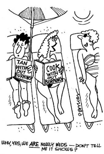 Cartoon: Newly Weds (medium) by Dave Parker tagged tan,cook,man,woman,couple,beach