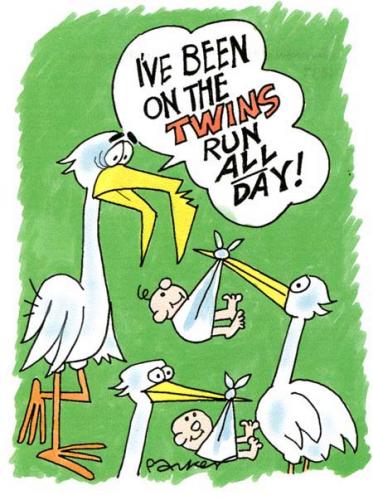 Cartoon: Twins (medium) by Dave Parker tagged kids,children,birth,stork,pregnancy