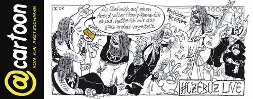 Cartoon: Black Metal (medium) by kunstkai tagged kompis,hölle,live,huzebuz,bier,metal,black,schweden,kunstkai,cartoon