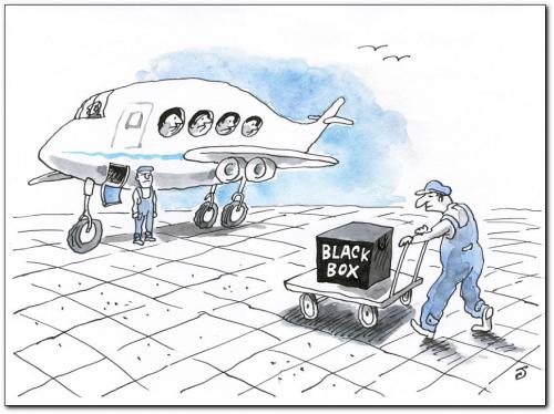 Cartoon: black box (medium) by penapai tagged plane,,black box,system,eingeschlossen,kiste,flugzeug,gepäck