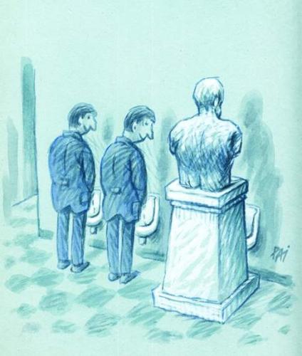 Cartoon: everybody (medium) by penapai tagged statue,,statue,pinkeln,toilette,wc,männerklo,pinkelbecken,jedermann,büste,urinieren,entwässern