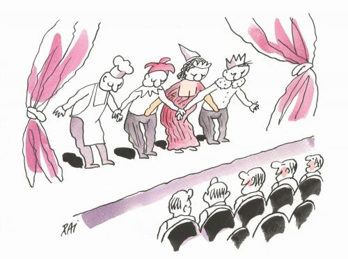 Cartoon: theatre (medium) by penapai tagged queen,clown,vorführung,theater,schauspieler,publikum,bühne