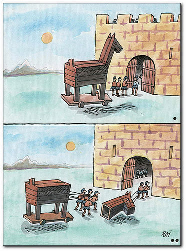 Cartoon: Troja (medium) by penapai tagged trojan,horse